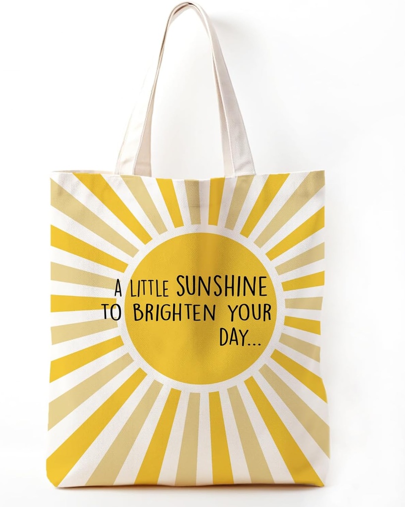 Canvas Aesthetic Tote Bag for Women, A Little Sunshine to Brighten Your Day Boho Sun Sunshine Reusable Grocery Inspirational Gifts Bag for Women