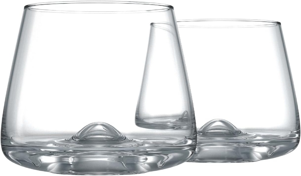 Greenline Goods Whiskey Glasses Set | Large 14 oz Crystal Glass | Hand Blown Set of 2 - Uniquely Designed Bourbon & Scotch Tasting Glasses - Old Fashioned Cocktail Rocks Wisky Glasses