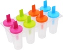 DOITOOL 8 Popsicle Molds Set Plastic Ice Pop Maker DIY Reusable Popsicle Maker Ice Cream Molds for Freezer Assorted Color 2.95 X 4.72 X 1.57 Inch