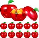 36pcs Large Red Apple Container,Apple Containers Snow Decorations White Plastic Apple Shaped Candy Jar,Fillable Apple Container,Candy Apple Boxes for Treats,Back to School Teacher Appreciation Gift