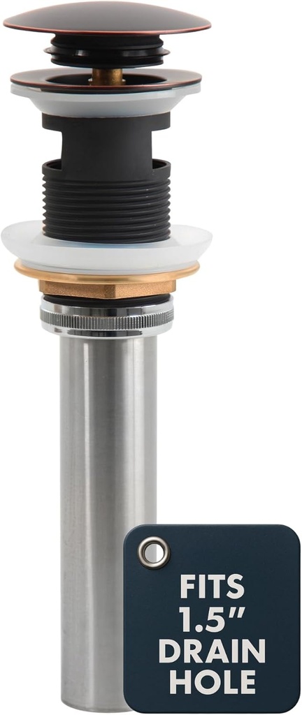 Nantucket Sinks 2.5" Pop Up Drain for Bathroom Sink with Overflow – Oil Rubbed Bronze Bathroom Sink Drain Kit NS-UDORB-of