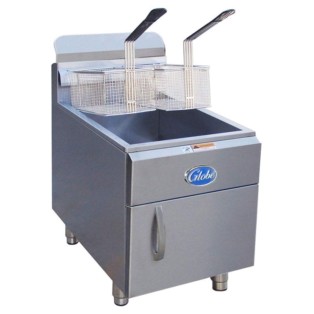 Globe GF30G 30-Pound Natural Gas Countertop Fryer, Stainless Aluminum