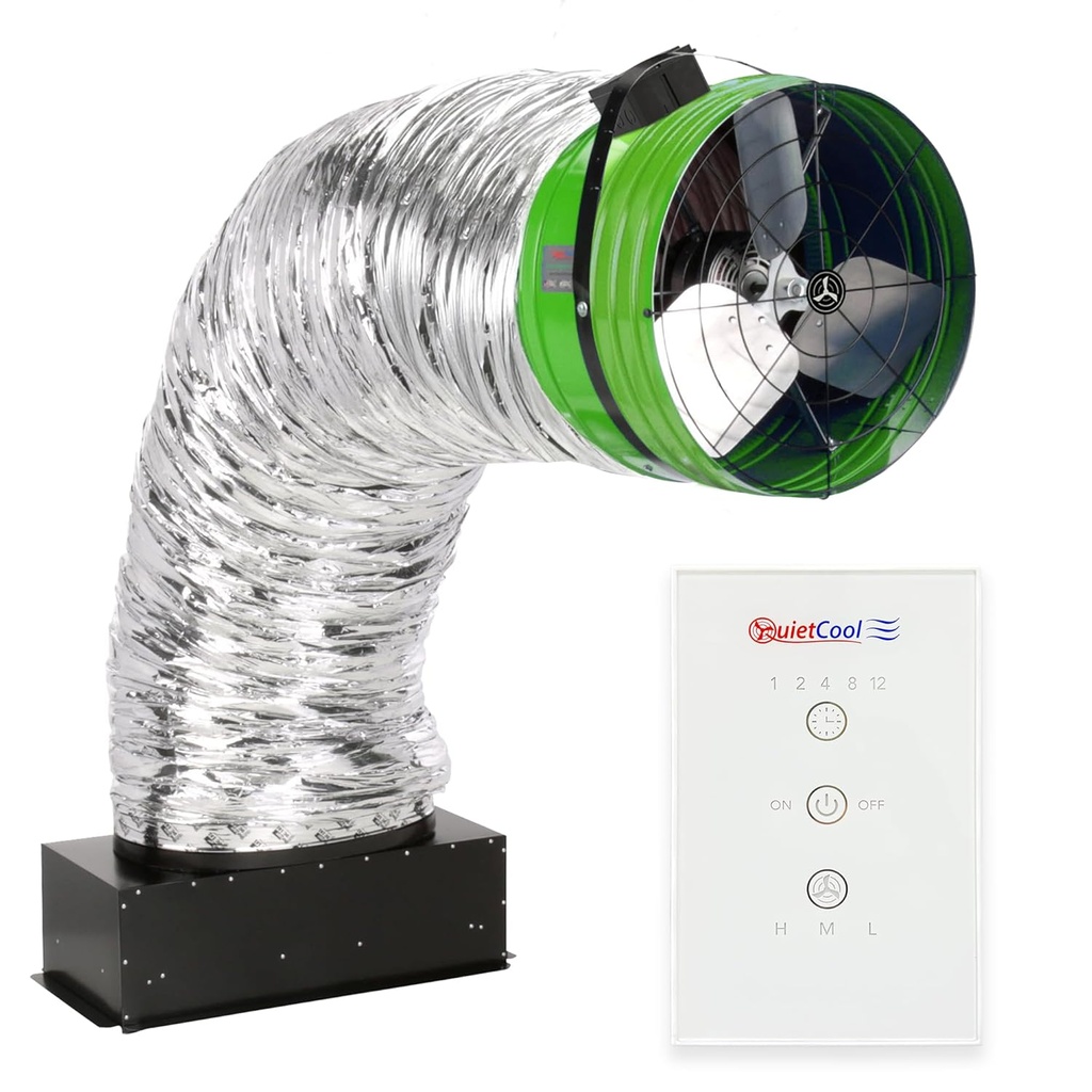 QuietCool QC ES-5400 RF Energy Saver Advanced Whole House Fan with Wireless Control - Up to 5003 CFM - As Low as 89 watts - Two Speed - Covers up to 2,502 SQFT - 10 Year Warranty