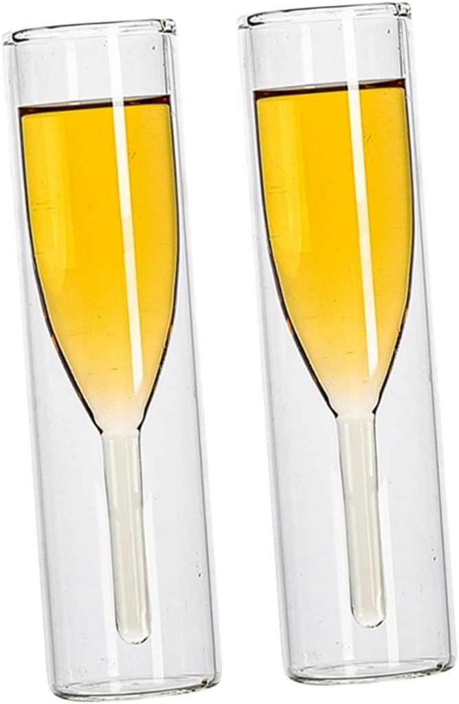 PRETYZOOM 2pcs Transparent Double-walled Wine Goblet Creative Cocktail Glasses for Parties Birthdays and Beach Theme Celebrations Elegant Shatterproof Drinkware