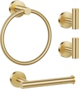 Lairuier Bathroom Hardware Set, 4-Piece Towel Holder Set Include Toilet Paper Holder,Towel Ring and 2 Towel Hooks Stainless Steel Wall Mounted Bathroom Hardware Accessories Set (Brushed Gold)