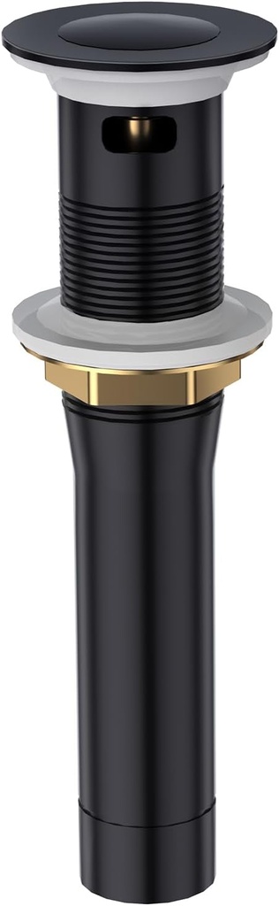 CREA Black Bathroom Drain Stopper, Pop Up Sink Drain with Overflow, Vessel Sink Drain Plug with Anti-Clogging Strainer, All Metal Stainless Steel