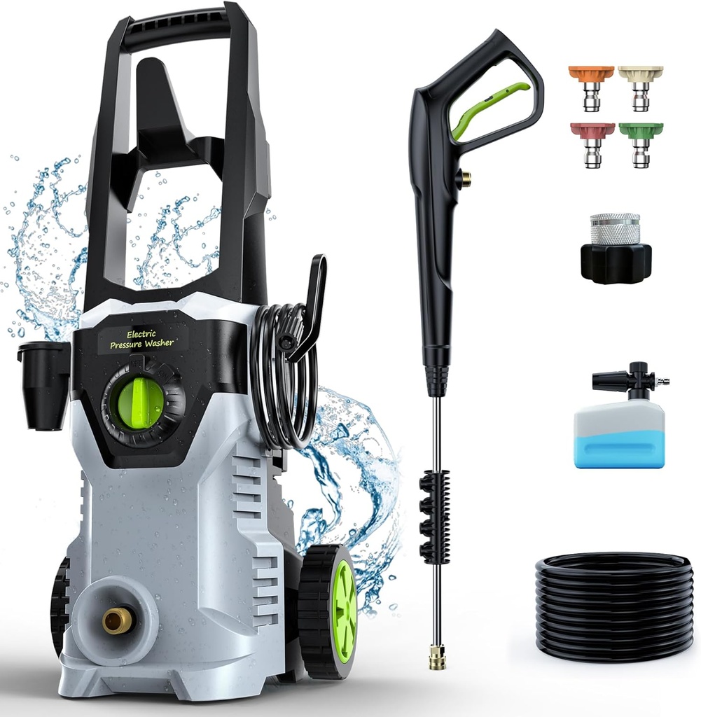Pressure Washer, Power Washer with Foam Cannon High Pressure Washer for Cars, Fences, Patios, Decks, Patios and Driveway Powerwasher