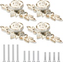 4 Pack Euro Rose Cabinet Knobs with Backplate, Vintage Cabinet Knobs Floral Ivory Drawer Knob Cupboard Door Knob Drawer Pulls with Screws for Closet Drawers Cupboard Cabinets and DIY Home Project