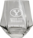 R and R Imports Brigham Young Cougars Customizable Stemless Diamond Wine Glass Engraved 10 oz Clear Officially Licensed Collegiate Product Single Unit