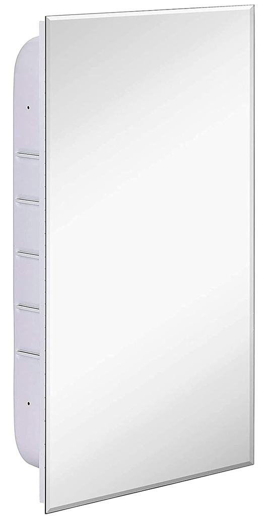 Hamilton Hills 16x26 Inch White Recessed Bathroom Medicine Cabinet with Mirror - Beveled Bathroom Cabinet Organizer with Shelves - Farmhouse Wall Mounted Hanging Medicine Mirror Unit