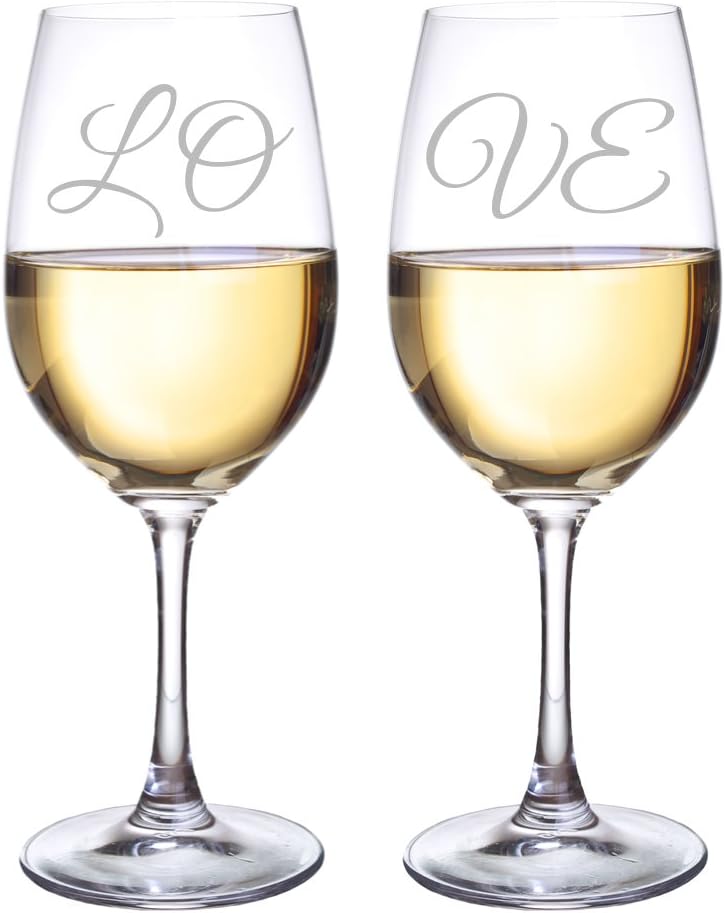 LO and VE Wine Glasses, Set of 2