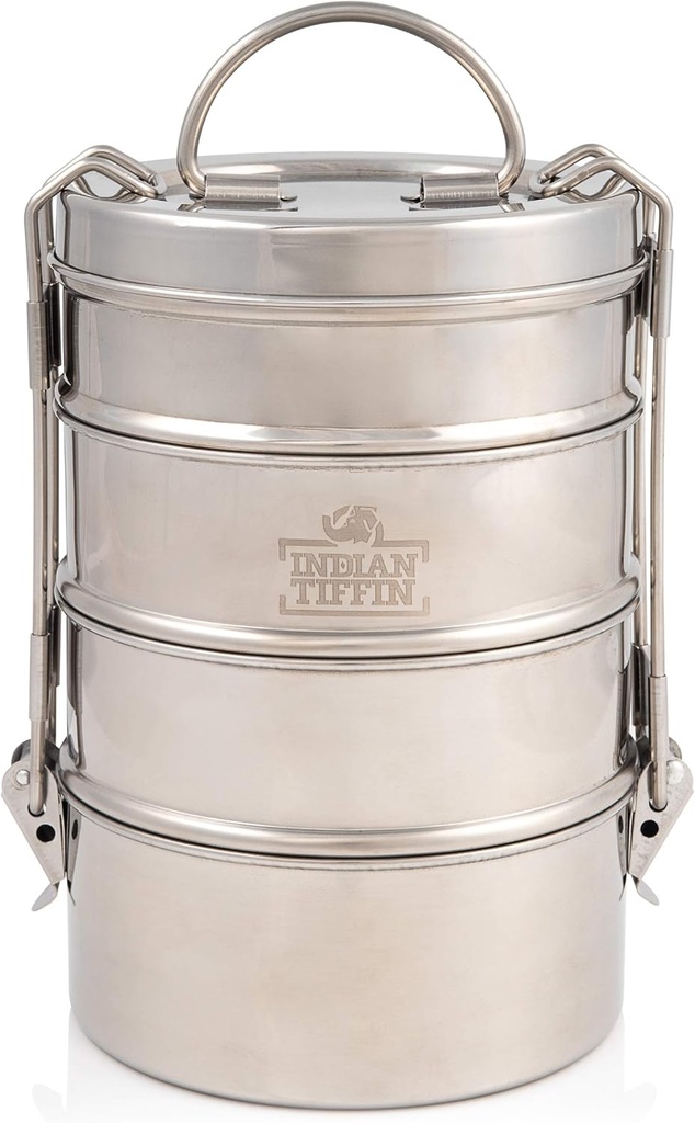 4 Tier Indian-Tiffin Stainless Steel Small to Medium Tiffin Lunch Box