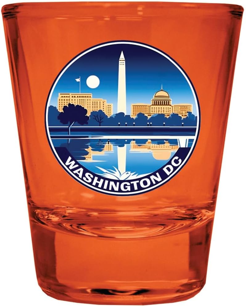 R and R Imports Washington DC Design A Souvenir Full Color 2oz Shot Glass Orange 2-Pack
