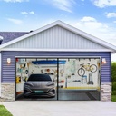 Eapele Garage Door Screen 16x7ft for 2 Car Garage, 300-Mesh Screen Keep Out Dust Also Allow Fresh Air to Come Through, Strong Magnets Make Sure Snaps Shut Behind You