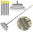 Rake for Leaves, Heavy Duty Metal Leaf Rake with 25 Tines 18" Wide Head, Adjustable 36-73" Long Handle Garden Rakes, Gardening Tools for Lawn, Yard, Shrub, Garden Beds Leaf Cleanup