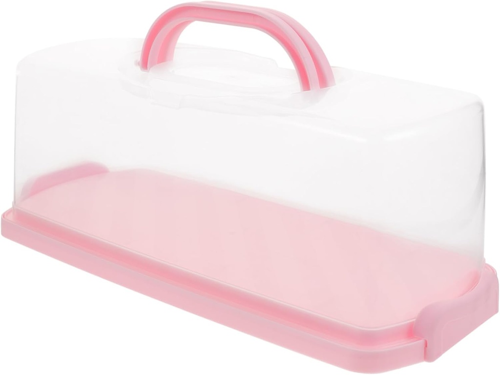 Portable Transparent Cake Box with Lid Lightweight Bread Holder Handheld Dessert Storage Container for Parties and Travel Reusable Food Safe Carrying Case
