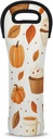 Pumpkin Cupcakes Wine Carrier Tote Bag Fall Beer Water Bottle Tote with Carry Handle Carrying Protective Holder Bag for Travel Party Picnic