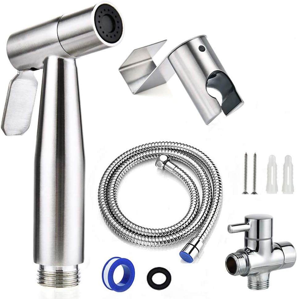 Handheld Bidet Sprayer for Toilet, 7/8" Stainless Steel Adjustable Pressure Bidet Faucet Diaper Sprayer Set with Hose Attachment for Bathroom