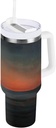 40 oz Tumbler With Handle and Straw Lid, Stainless Steel Vacuum Insulated Tumbler for Water, Iced Tea or Coffee, Easy to Clean (Sunset at Sea)