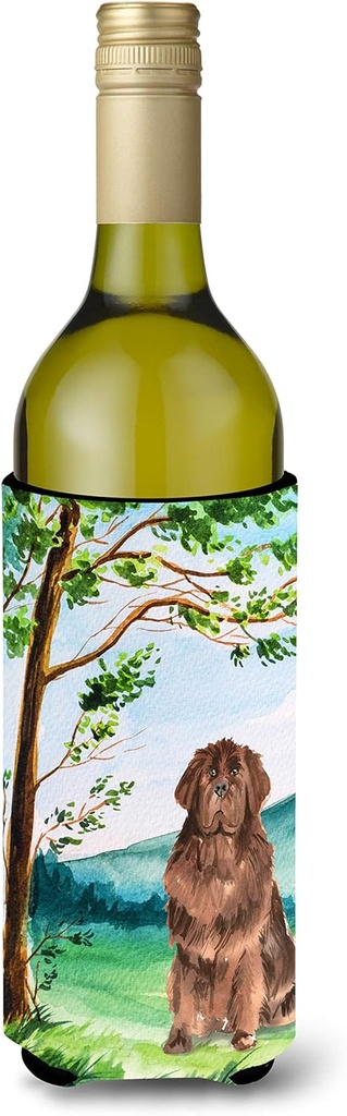 Caroline's Treasures CK2563LITERK Under The Tree Newfoundland Wine Bottle Hugger Bottle Cooler Sleeve Hugger Machine Washable Collapsible Insulator Beverage Insulated Holder