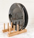 KOZY Dish Drying Rack Handmade Dishware Plate Holder Natural Bamboo Drainer Stand - Wooden Finish- Holds Plates Bowls Mugs Cups Cutting Board (Natural Bamboo- Plate Holder)