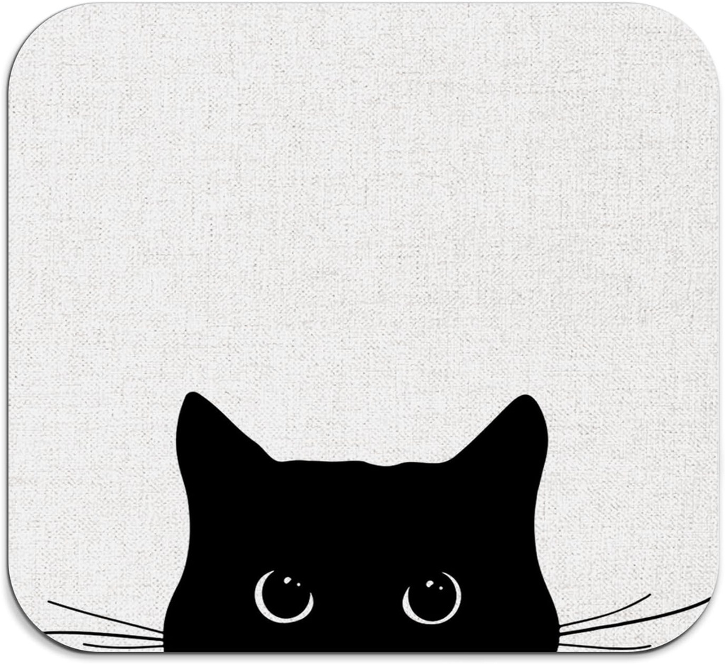 Black Cat Dish Drying Mat - Funny Black Cat Absorbent Dish Drying Mat for Kitchen Counter, Coffee Bar Mat, Coffee Maker Mat for Countertops, 16x17.5 Inch