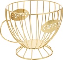 STOBAZA Coffee Storage Basket Creative Iron Holder for Coffee Capsules Sugar and Snacks Stylish Organizer for Home Office and Use Finish