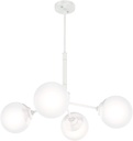 Hunter - Hepburn 4-Light Matte White, Large Chandelier, Dimmable, Modern Style, Sputnik Shaped, for Bedrooms, Kitchens, Dining, Living Rooms - 19017