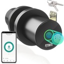 FITNATE Smart Door Knob - Biometric Door Lock with App Control for Bedroom, Apartment, Hotel, Office (Matte Black)