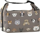 Funny Cartoon Dog Faces Print Insulated Lunch Bag for Kids Adults Reusable Lightweight Lunch Box Tote with Detachable Strap, Leakproof Compact for School Office Picnic