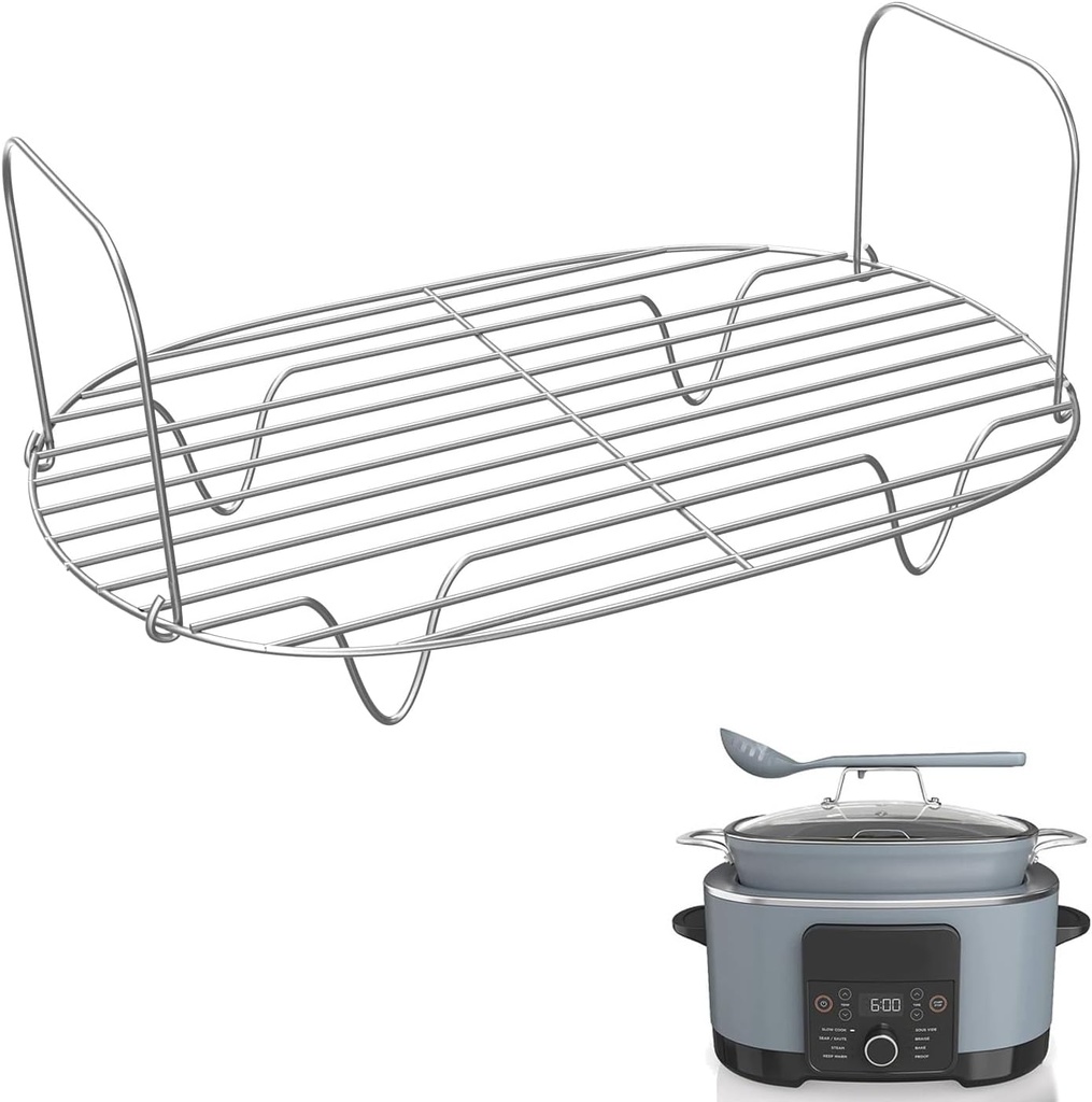 Steam and Roast Rack - Compatible with Ninja Foodi Possible Cooker Pro 8.5 Qt MC1000, MC1001, MC1010 Series Slow Cooker Crock Pot - Chrome Coated Possiblecooker Accessories (Steam Rack)