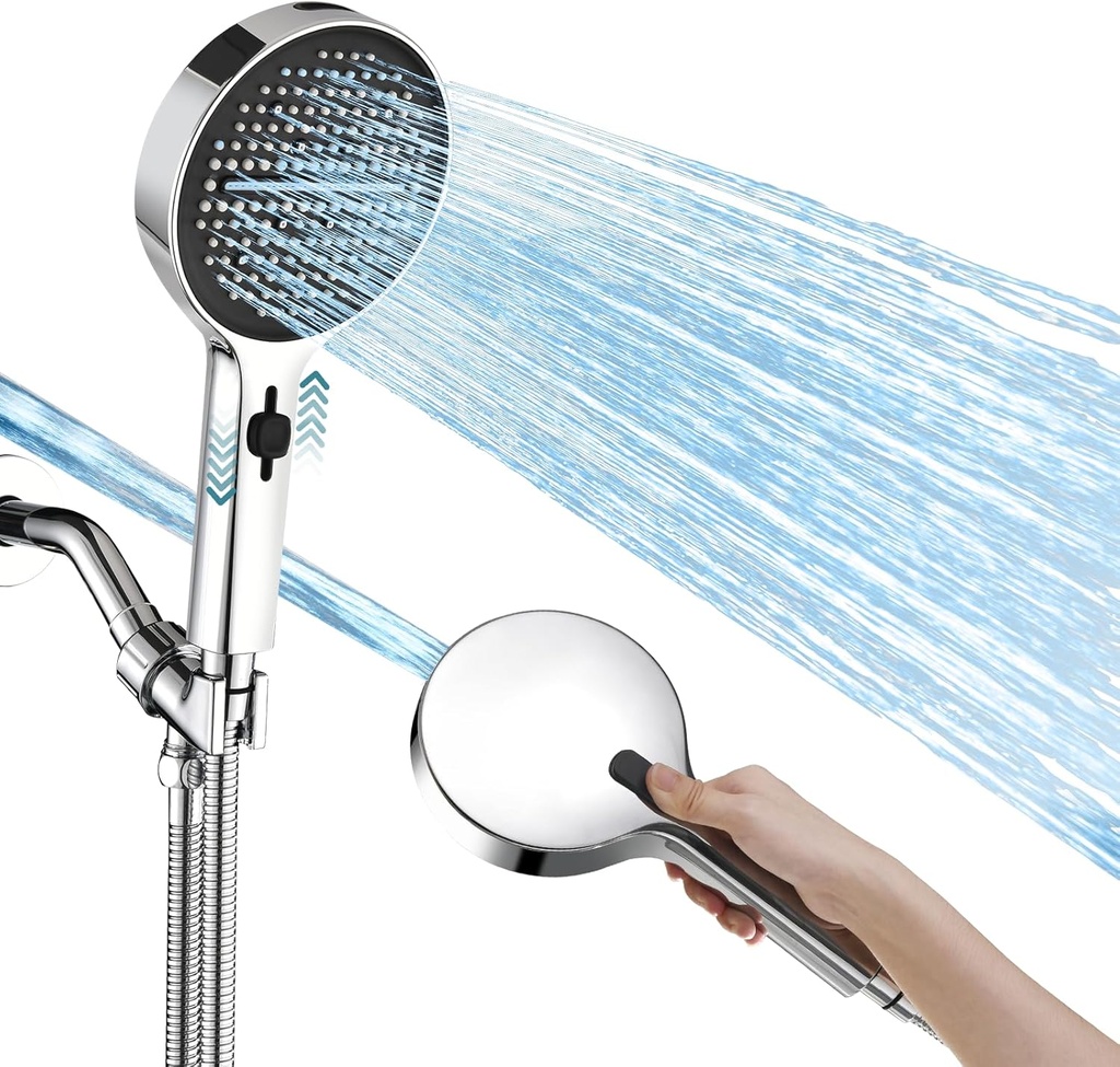 Shower Head with Handheld,Sliding Control High-pressure Water Outlet and 79 Inch Hose,5 Connection Modes and 1 Modes Wash To Clean Tub, Tile & Pets,5.1-Inch Panel and Connecting Bracket,Chrome