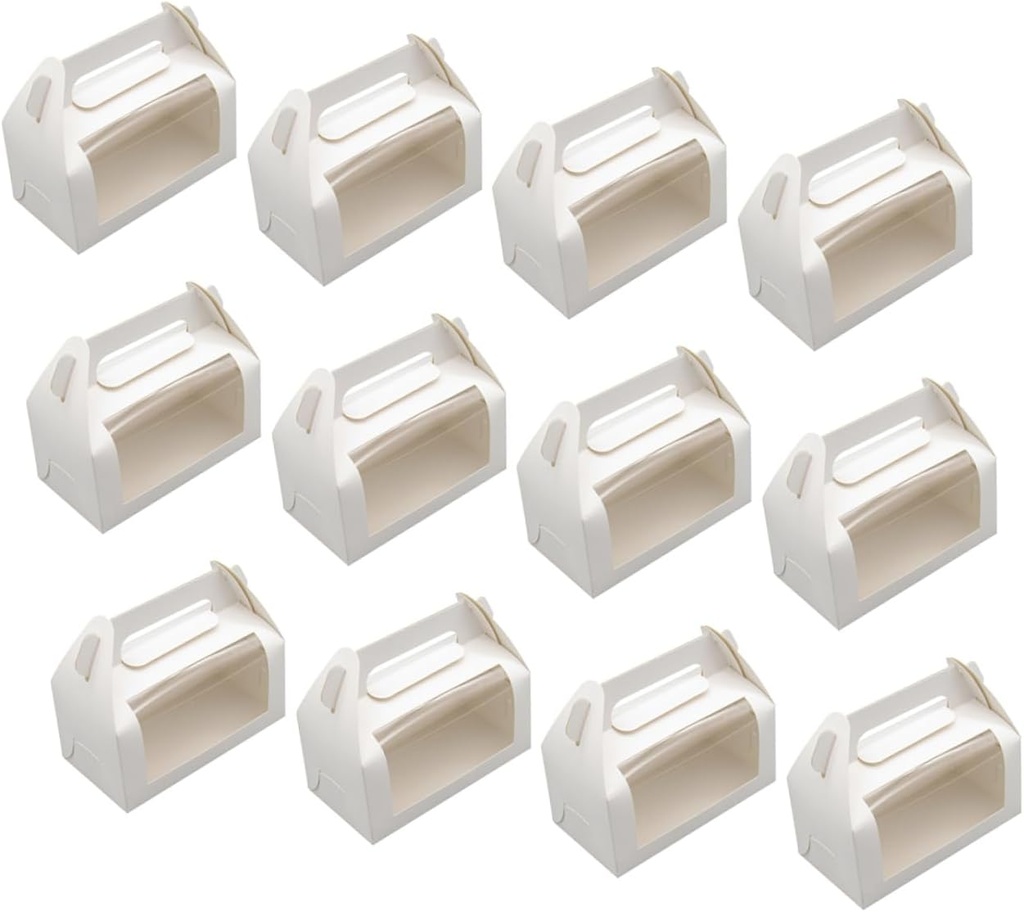 KICHOUSE 20pcs Portable Toast Boxes Handheld Baking Food Containers Window Design for Bread Cake and Desserts Lightweight and Practical Packaging