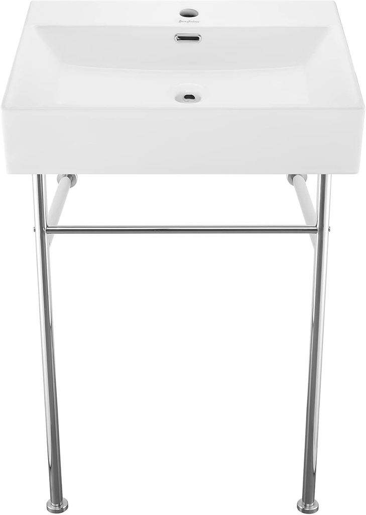 Swiss Madison Well Made Forever SM-CS711, Claire 24" Ceramic Console Sink In Glossy White Basin