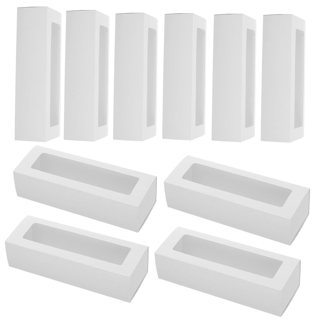 10pcs Macaron Packaging Boxes with Clear Display Window Paper Container for Desserts Pastries and Chocolates for Weddings and Special Events Kraft Paper Bakery Wrap Box