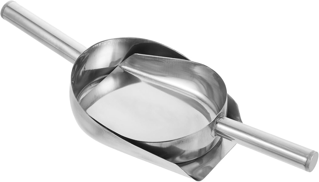 VICASKY 2Pcs Stainless Steel Grain and Ice Shovel Seamless Welded Kitchen Scoop for Flour Beans Ice Cubes Multifunctional Household Use