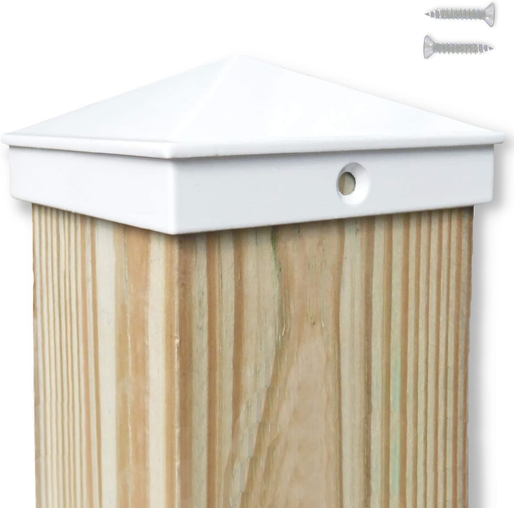 WeatherPRO 4x4 Post Cap White (Fits 3.5” x 3.5” Wood Post), Gloss Powder-Coated Aluminum, Fence, Mailbox, Dock and Deck Post Topper, Outdoor Rustproof Metal Cover, Single Pack, Sold by U.S. Company