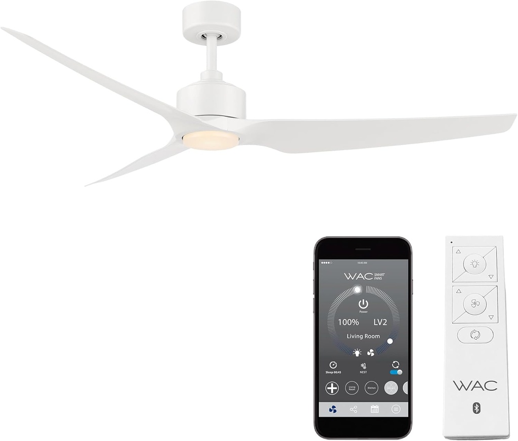 WAC F-056L-MW Stella 60" Outdoor Ceiling Fan with Lights and Remote Control, Matte White