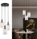 VILUXY 3-Light Black Pendant Light, Modern Farmhouse Seeded Glass Shade Cluster Chandelier Hanging Lamp Fixture for Dining Room Kitchen Island Entryway Black and Gold