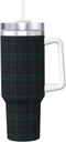 Black Watch Tartan 40 Oz Tumbler With Handle And Straw Lid, Insulated Reusable Stainless Steel Travel Mug Iced Tea Or Coffee, Smoothie And More