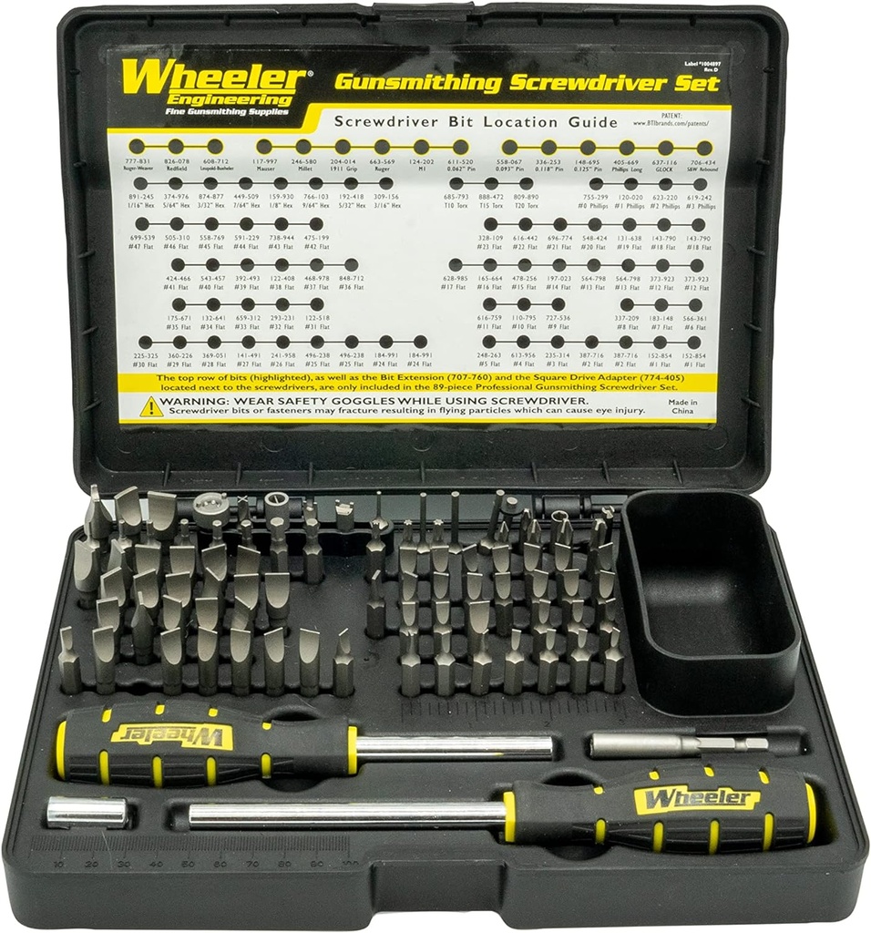 Wheeler 89 Piece Gunsmithing Screwdriver Set with Durable Construction and Storage Case for Gunsmithing and Maintenance