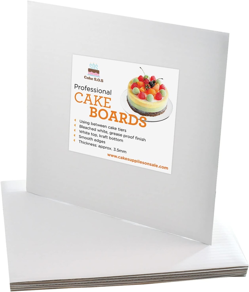 10 inch White Square Coated Cakeboard,Waxed Greaseproof, Disposable Cake Circle Base Boards Cardboard, pack of 12