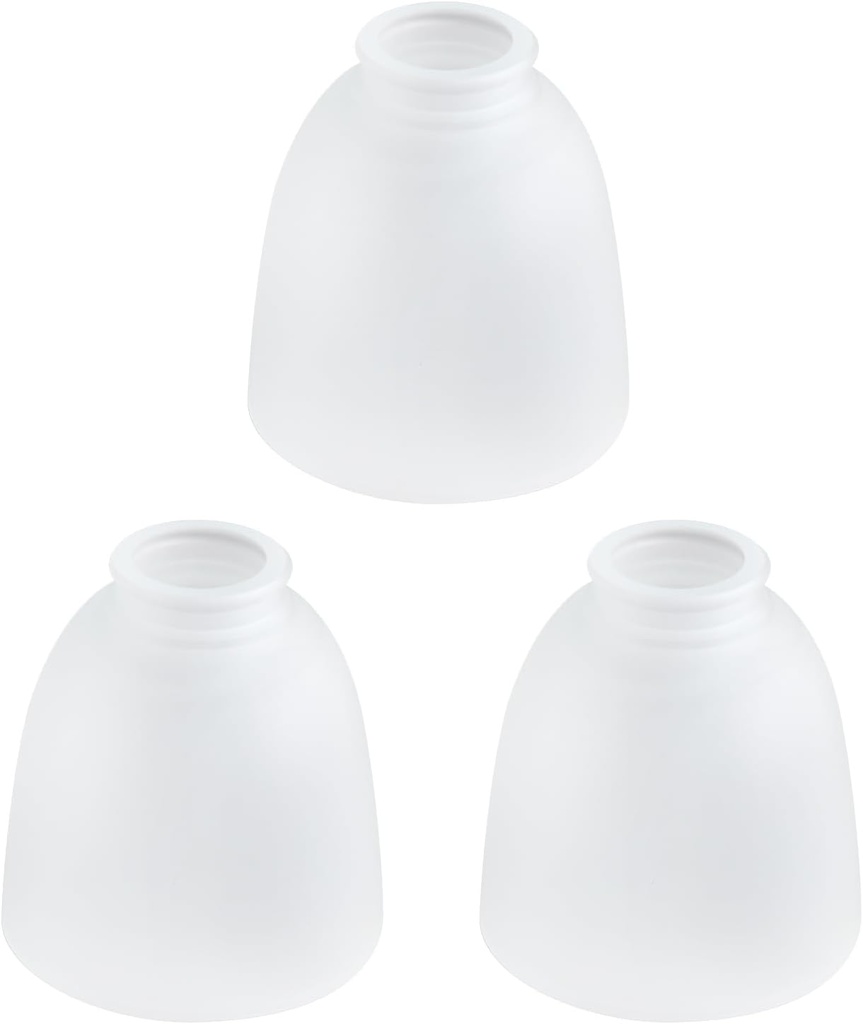 3-Pack White Frosted Glass Shade Replacements, Ceiling Fan Light Covers Glass Globes Lampshades for Chandelier Vanity Lights Wall Sconces Pendant Light, 1.61" Fitter Size, 5" high x 4.7" diameter