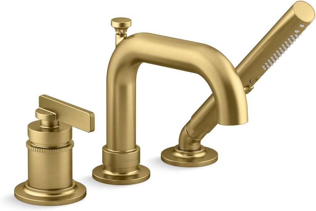 Kohler K35913-4-2MB Castia by Studio McGee Deck Mounted Roman Tub Filler with Built-In Diverter - Includes Hand Shower Vibrant Brushed Moderne Brass