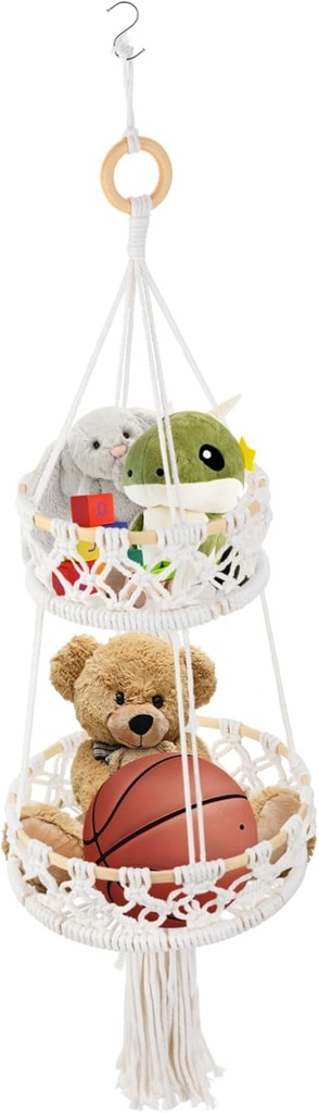 Cotton Rope Woven Wall Hanging Storage Basket Vegetable Organizer for Home Kitchen Balcony Decor Natural Handcrafted