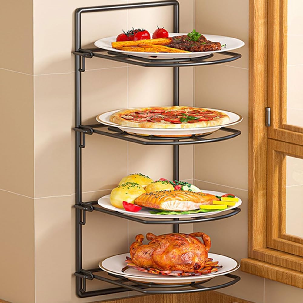 Kitchen Wall Mounted Preparation Plate Shelf,Multi-Layer Household Organizer Drain Shelf,Folding Storage Rack for Kitchen Cupboard Storage Dish Plate Holder,B (B)