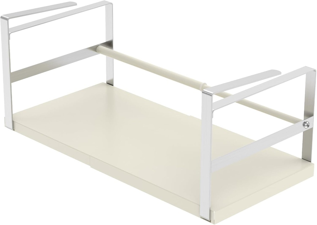 Adjustable Under Cabinet Shelf, Hanging Under Cabinet Shelf, Metal Under Shelf Storage Basket, Multifunctional Hanging Basket for Kitchen Pantry Cupboard Dorm Room Closet Bookshelf (Silver)