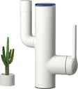 Cactus Bathroom Faucet – Single Hole Basin Tap with Water-Powered LED Temperature Display, 360° Swivel, 2 Water Modes, Easy DIY Install, White