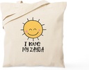 CafePress I Love My Zayda Smiling Sun Reusable Natural Beige Canvas Shopping Bag