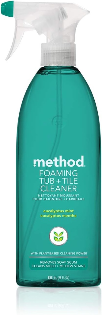 Method Foaming TUB+TILE CLEANER, Eucalyptus Mint, 28 Ounce, 1 pack, Packaging May Vary